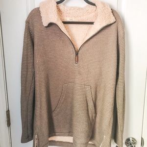 Quarter zip fleece lined sweater